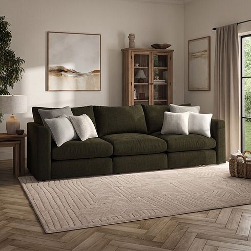 Elston 3 Seater Modular Sofa in Penny Forest Fabric - Group 9