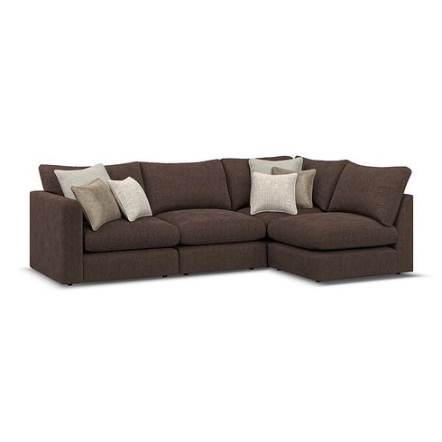 Elston 4 Seat Left Hand Modular Corner Sofa in Penny Cacao Fabric - Group 4