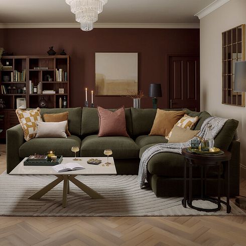 Elston 4 Seat Left Hand Modular Corner Sofa in Penny Forest Fabric - Group 4