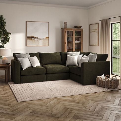 Elston 4 Seat Modular Left Hand Corner Sofa in Penny Forest Fabric - Group 2