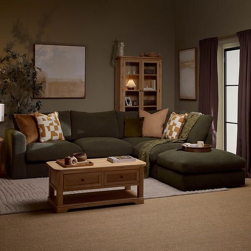 Elston Modular 4 Seat Left Hand Open End Corner Sofa in  in Penny Forest Fabric - Group 4 FOOT