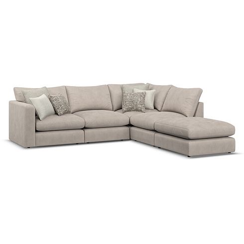 Elston Modular 4 Seat Left Hand Open End Corner Sofa in  in Penny Mid Grey Fabric - Group 4 FOOT
