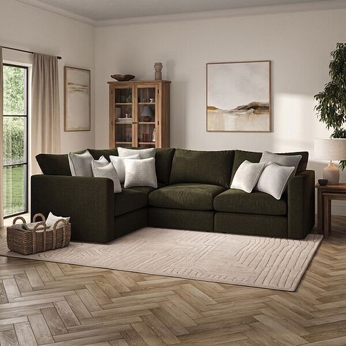 Elston 4 Seat Modular Right Hand Corner Sofa in Penny Forest Fabric - Group 2