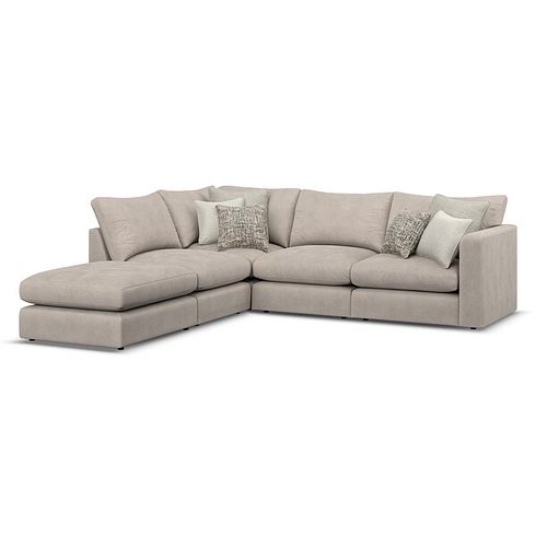 Elston Modular 4 Seat Right Hand Open End Corner Sofa in Penny Mid Grey Fabric - Group 5 FOOT
