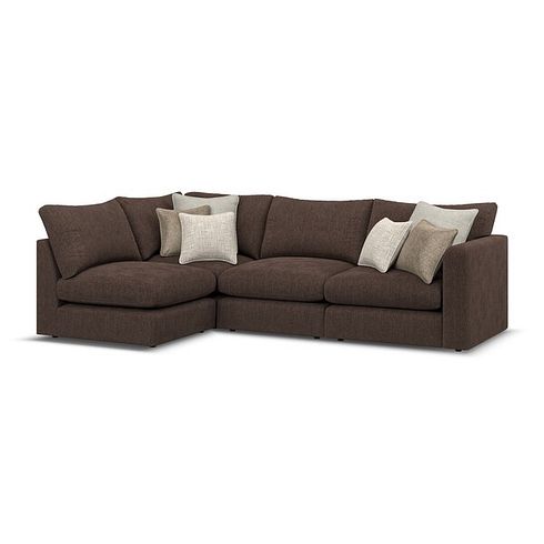 Elston 4 Seat Right Hand Modular Corner Sofa in Penny Cacao Fabric - Group 5