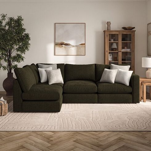 Elston 4 Seat Right Hand Modular Corner Sofa in Penny Forest Fabric - Group 5