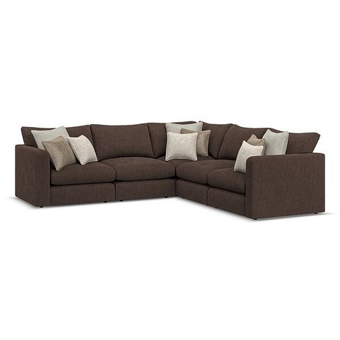 Elston 5 Seat Modular Corner Sofa in Penny Cacao Fabric - Group 3