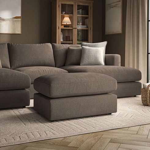 Elston Footstool in Penny Burrow Fabric