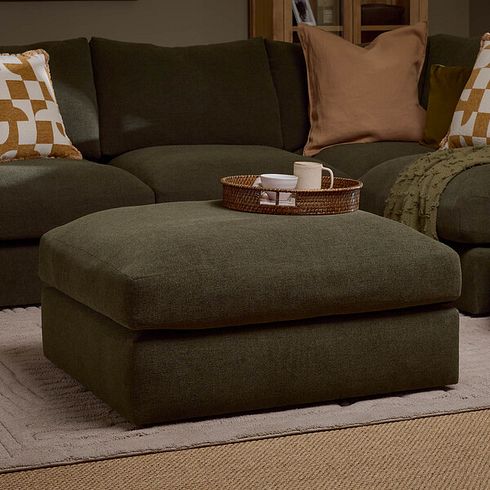 Elston Footstool in Penny Forest Fabric