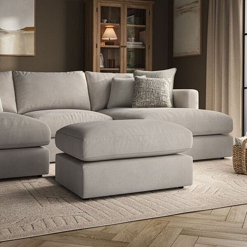 Elston Footstool in Penny Mid Grey Fabric