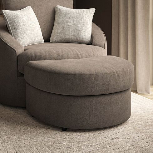Elston Half Moon Footstool in Penny Burrow Fabric