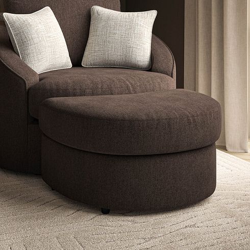 Elston Half Moon Footstool in Penny Cacao Fabric
