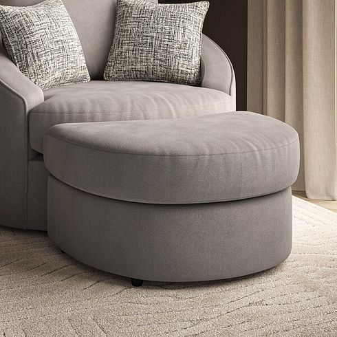 Elston Half Moon Footstool in Penny Clay Fabric