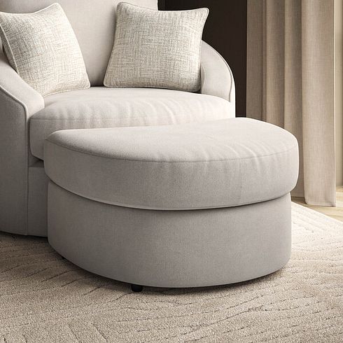 Elston Half Moon Footstool in Penny Dove Fabric