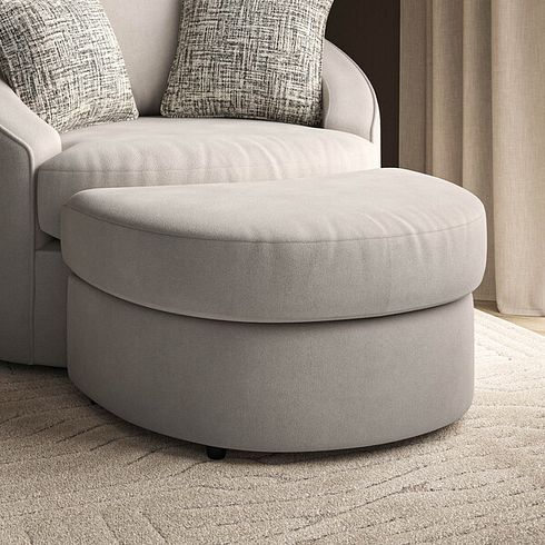 Elston Half Moon Footstool in Penny Mid Grey Fabric