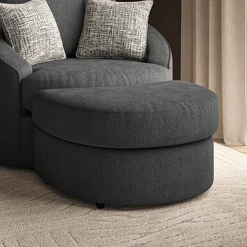 Elston Half Moon Footstool in Penny Whisp Fabric