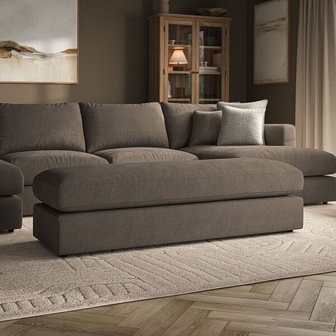 Elston Large Fender Footstool in Penny Burrow Fabric