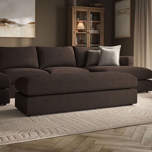 Elston Large Fender Footstool in Penny Cacao Fabric