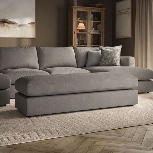 Elston Large Fender Footstool in Penny Clay Fabric