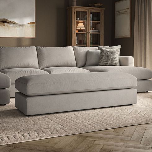 Elston Large Fender Footstool in Penny Mid Grey Fabric