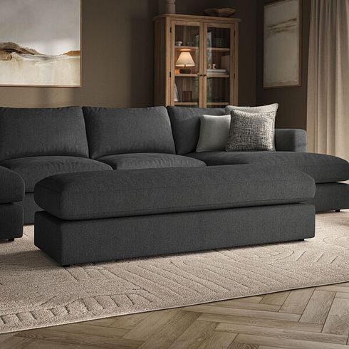 Elston Large Fender Footstool in Penny Whisp Fabric