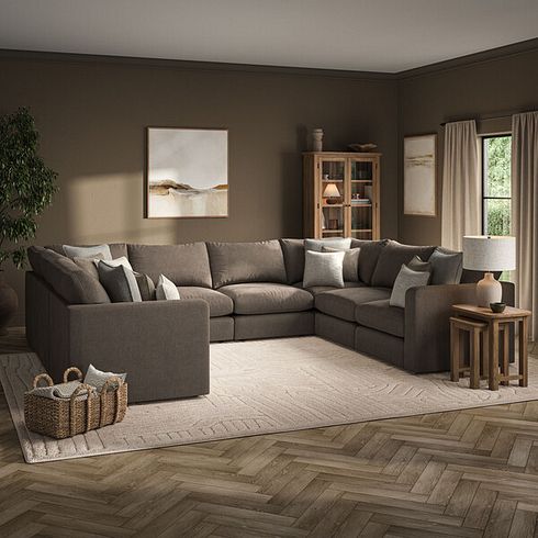 Elston Large U-Shape Modular Corner Sofa in Penny Burrow Fabric - Group 11