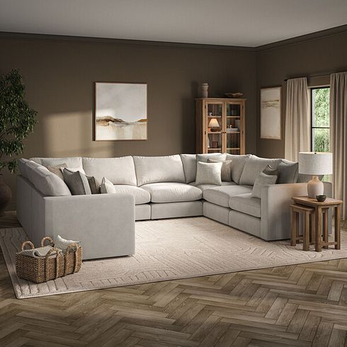 Elston Large U-Shape Modular Corner Sofa in Penny Dove Fabric - Group 11