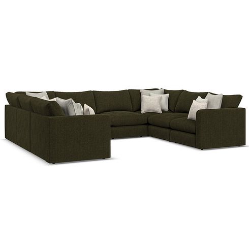 Elston Large U-Shape Modular Corner Sofa in Penny Forest Fabric - Group 11