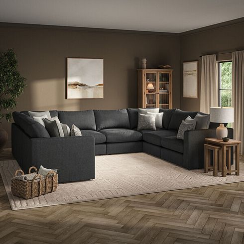 Elston Large U-Shape Modular Corner Sofa in Penny Whisp Fabric - Group 11