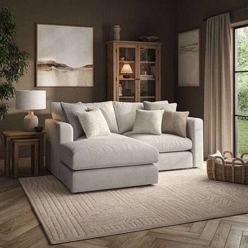 Elston Modular 2 Seater Left Hand Compact Chaise Sofa in Penny Dove Fabric - Group 12