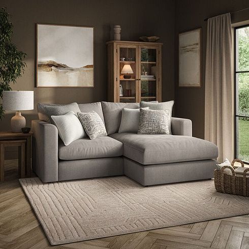 Elston Modular 2 Seater Right Hand Compact Chaise Sofa in Penny Clay Fabric - Group 13