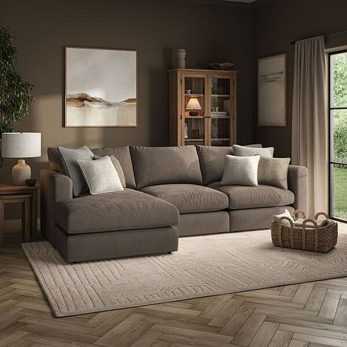 Elston Modular 3 Seater Left Hand Chaise Sofa in Penny Burrow Fabric - Group 14