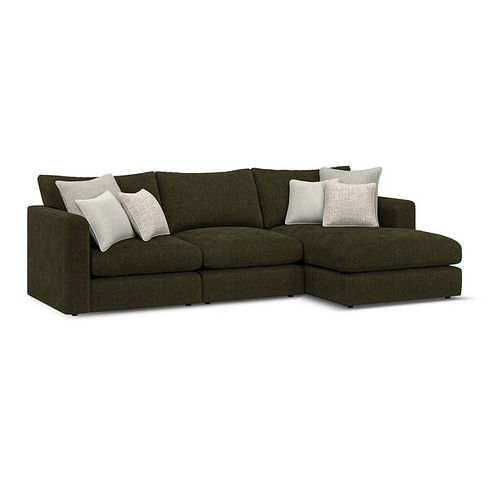 Elston Modular 3 Seater Right Hand Chaise Sofa in Penny Forest Fabric - Group 15