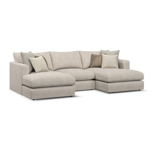 Elston Modular 3 Seater U-Shape Chaise Sofa in Penny Dove Fabric - Group 16