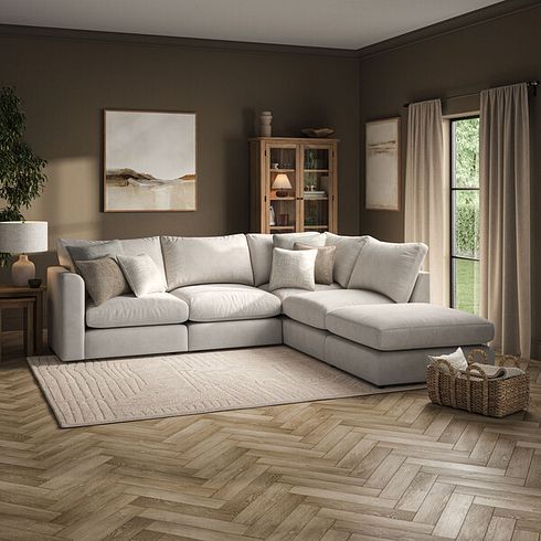 Elston Modular 4 Seat Left Hand Open End Corner Sofa in  in Penny Dove Fabric - Group 4 FOOT