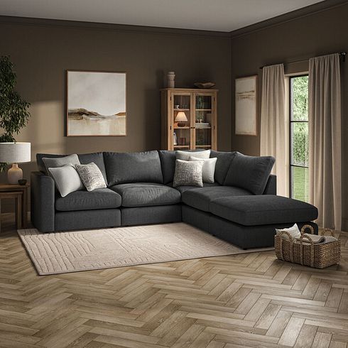 Elston Modular 4 Seat Left Hand Open End Corner Sofa in Penny Whisp Fabric - Group 4 FOOT