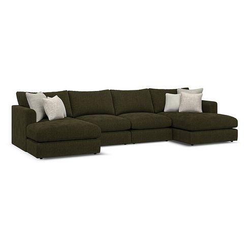 Elston Modular 4 Seater U-Shape Chaise Sofa in Penny Forest Fabric - Group 17