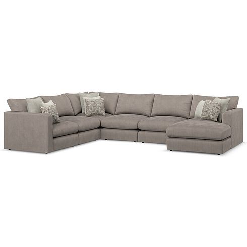 Elston Modular 6 Seater Right Hand Corner Sofa with Chaise in Penny Clay Fabric - Group 19