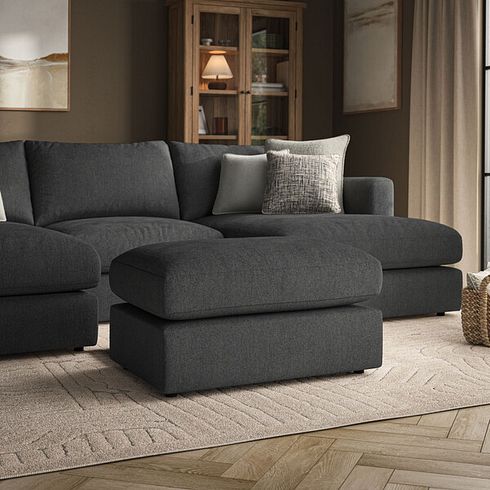 Elston Small Fender Footstool in Penny Whisp Fabric