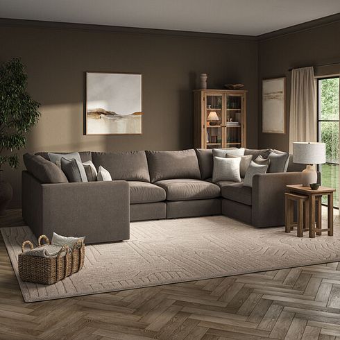 Elston Small U-Shape Modular Corner Sofa in Penny Burrow Fabric - Group 10