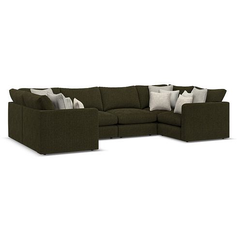 Elston Small U-Shape Modular Corner Sofa in Penny Forest Fabric - Group 10