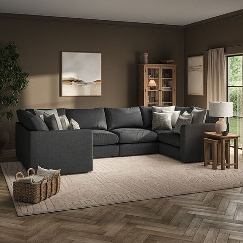 Elston Small U-Shape Modular Corner Sofa in Penny Whisp Fabric - Group 10