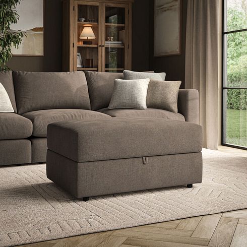 Elston Storage Footstool in Penny Burrow Fabric