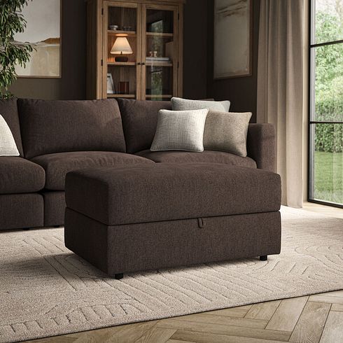 Elston Storage Footstool in Penny Cacao Fabric