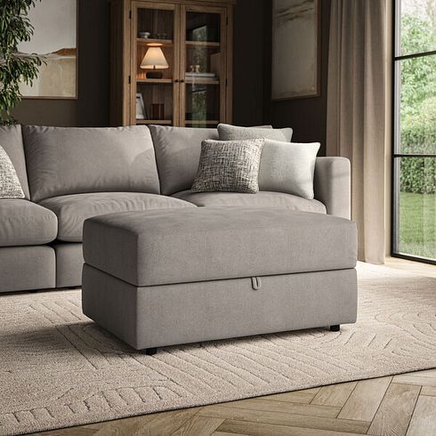 Elston Storage Footstool in Penny Clay Fabric