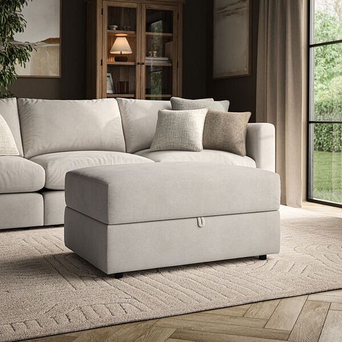 Elston Storage Footstool in Penny Dove Fabric