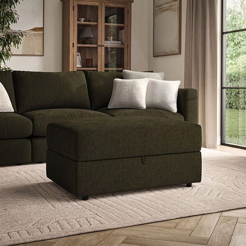Elston Storage Footstool in Penny Forest Fabric