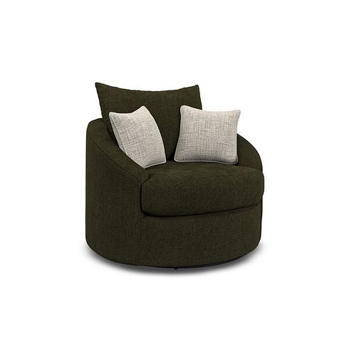 Elston Swivel Cuddler Chair in Penny Forest Fabric