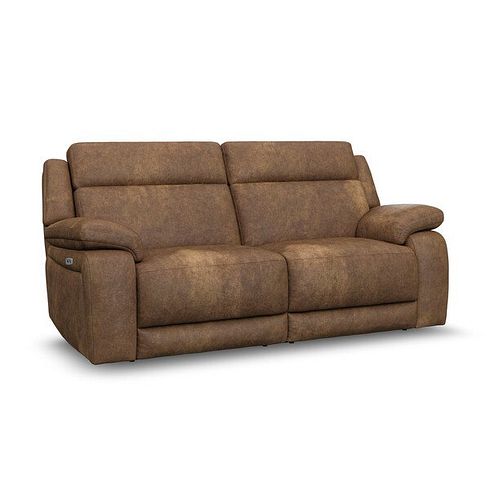 Emerson 3 Seater Electric Recliner Sofa in Ranch Brown Fabric