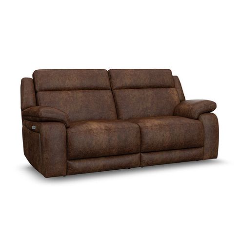 Emerson 3 Seater Electric Recliner Sofa in Ranch Dark Brown Fabric